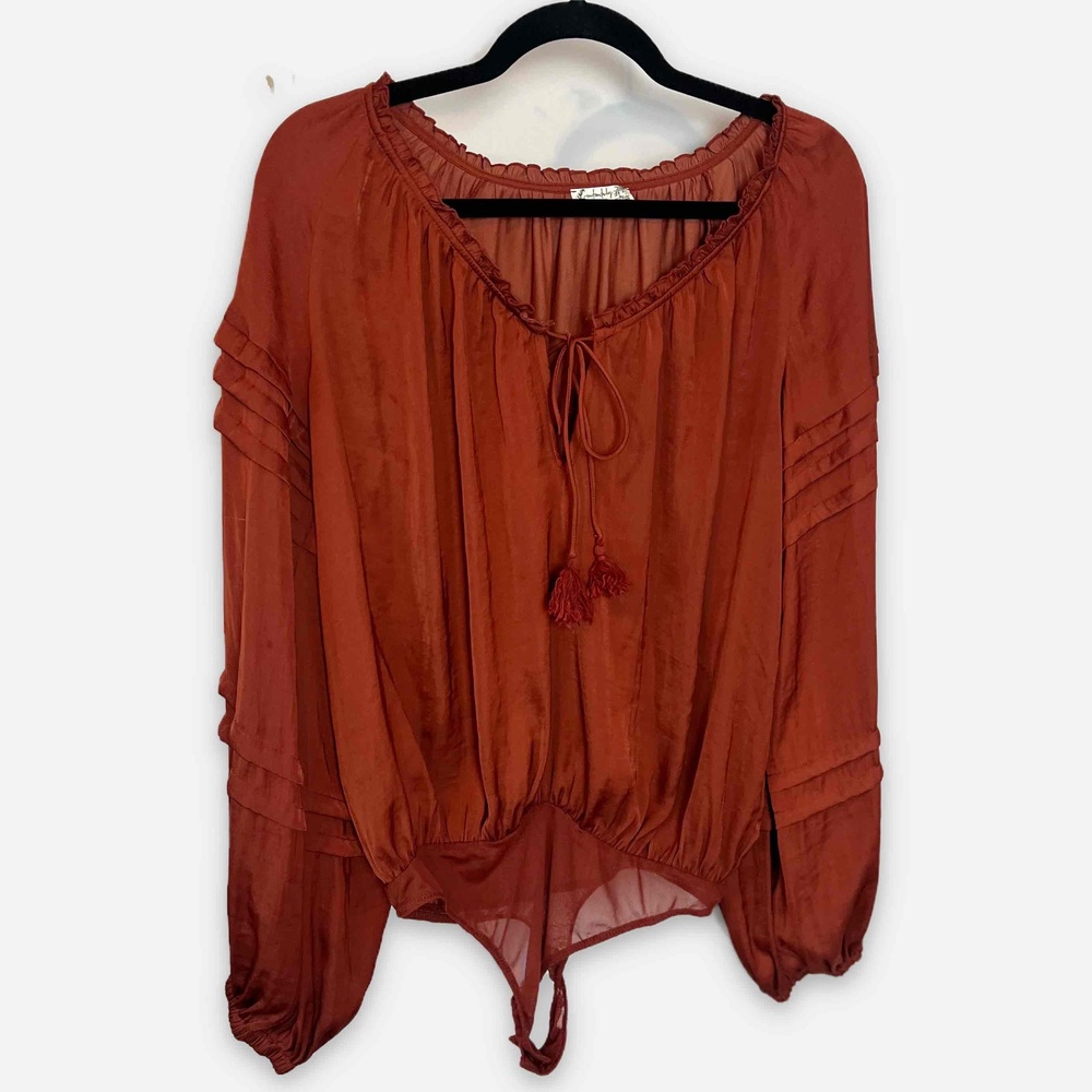 Free People Intimately Brown Burgundy Size Small Blouse Bodysuit - Picture 2 of 10